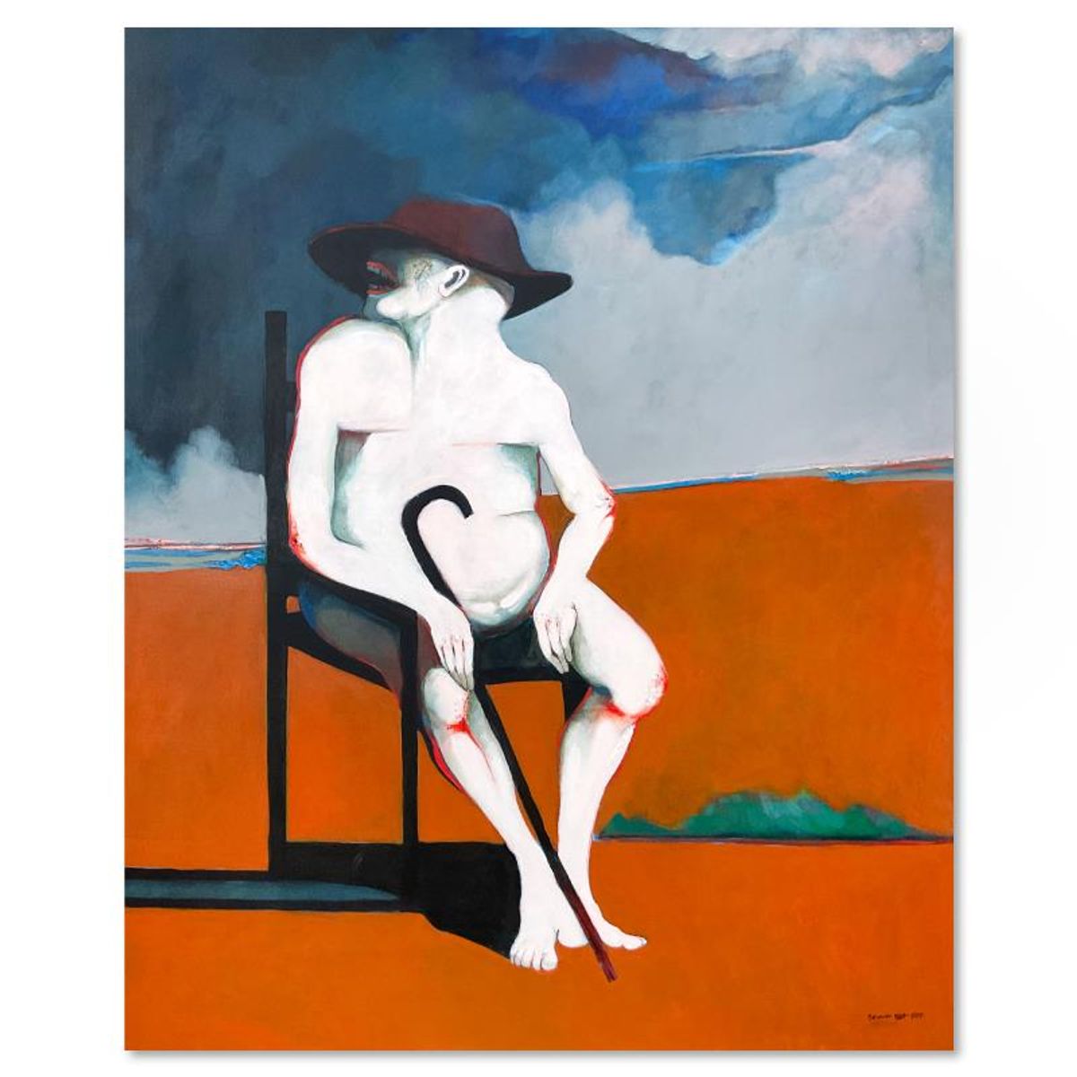 Milton Berwin (1925-2023), Original Painting on Canvas (60" x 48"), Hand Signed with Letter of Authenticity.