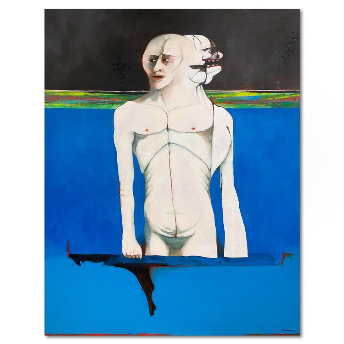 Milton Berwin (1925-2023), Original Painting on Canvas (66" x 52"), Hand Signed with Letter of Authenticity.