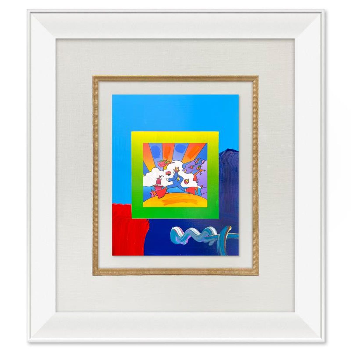 Peter Max, "Cosmic Runner" Framed One-of-a-Kind Acrylic Mixed Media, Hand Signed with Registration Number Certifying Authenticity
