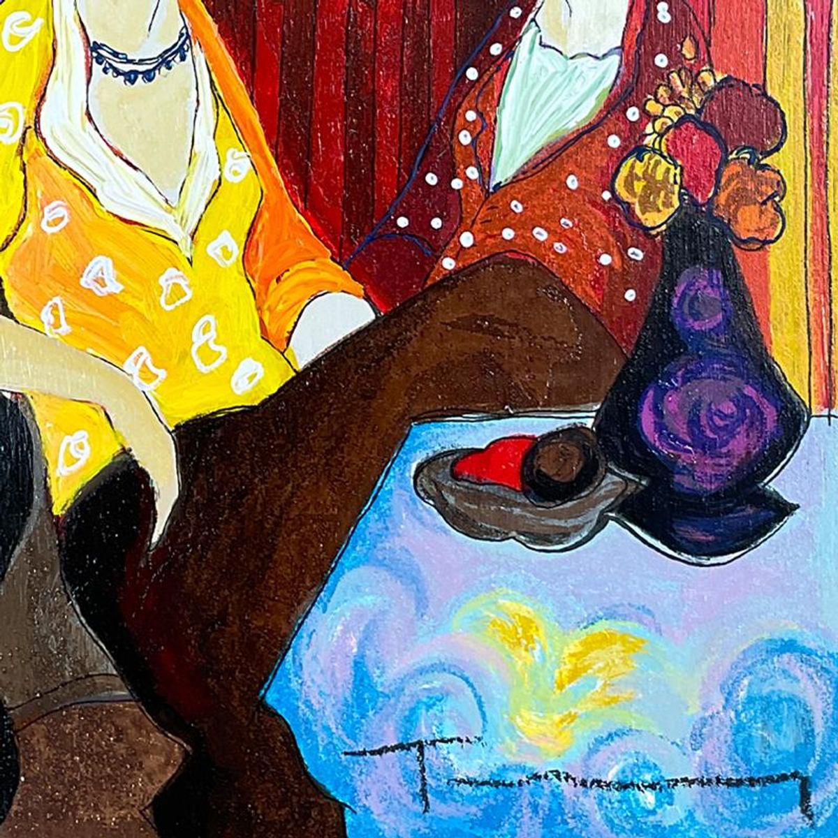 Itzchak Tarkay (1935-2012), "At the Port" Framed One-of-a-Kind Mixed Media Over Paint on Wood, Hand Signed with Letter of Authenticity