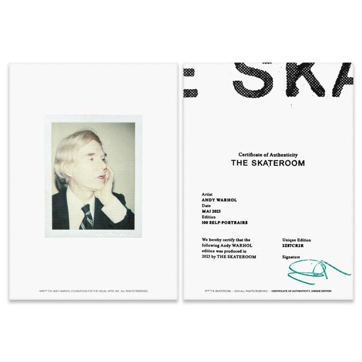 Andy Warhol (1928-1987), "Self-Portrait (Blue)" Framed One-of-a-Kind Unique Edition Skateboard, Signed Inverso with Certificate of Authenticity.