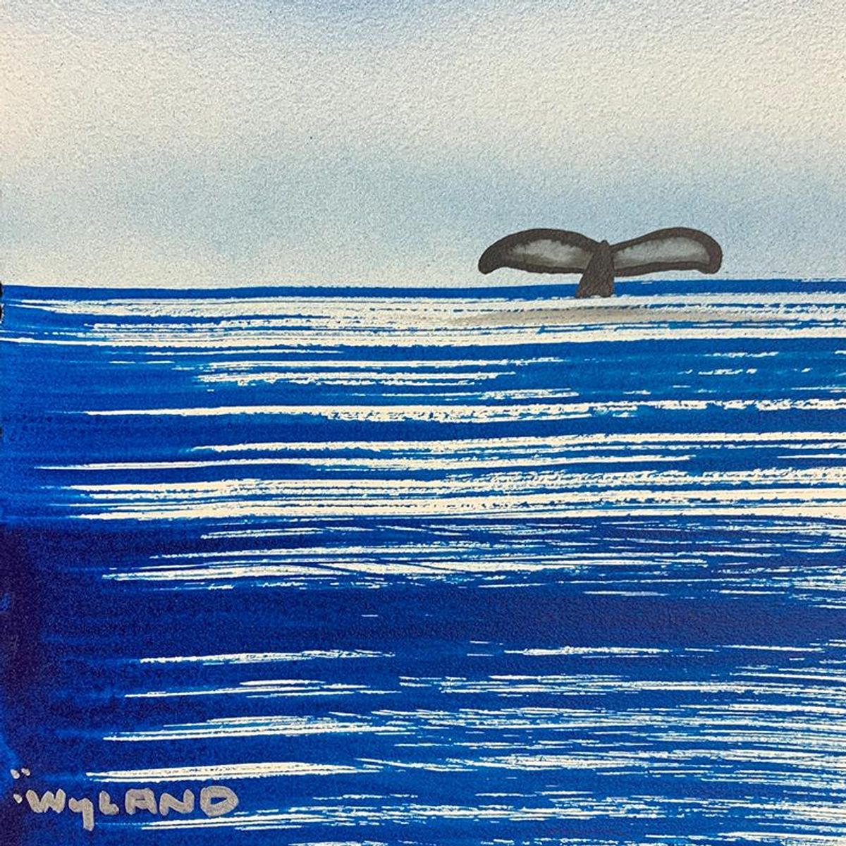 Wyland, "Fluke" Framed, Hand Signed Original Painting with Letter of Authenticity.