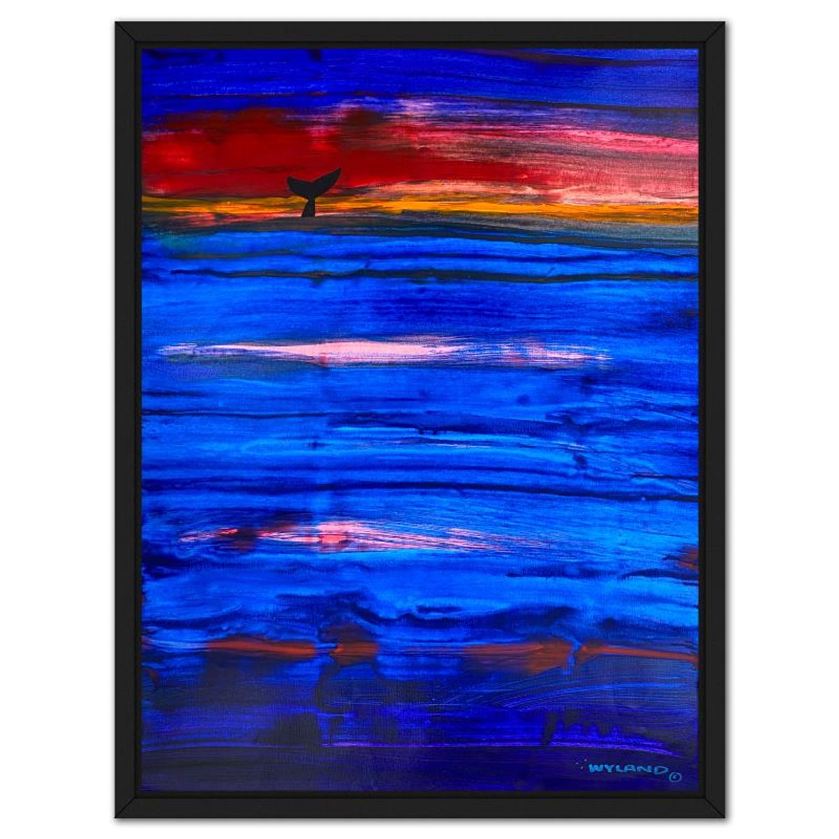 Wyland, "Whale Tail" Framed Original Acrylic Painting on Canvas, Hand Signed with a Letter of Authenticity.