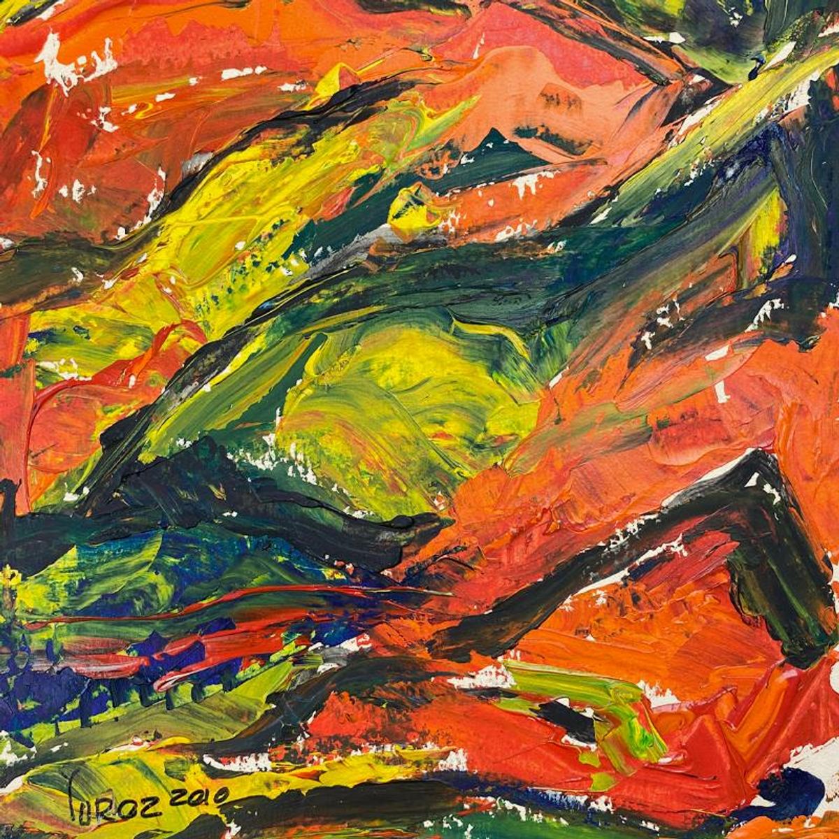 Yuroz, Framed Original Painting, Hand Signed with Letter of Authenticity.