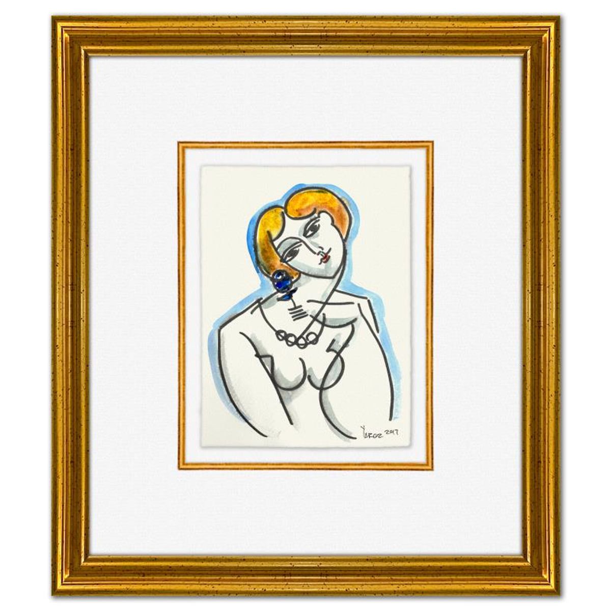 Yuroz, Framed Original Painting, Hand Signed with Letter of Authenticity.