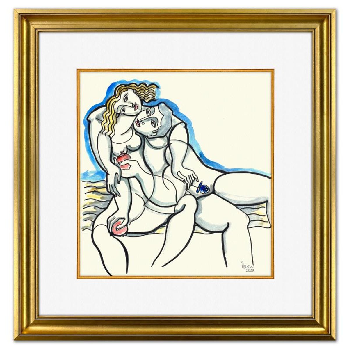 Yuroz, Framed Original Painting, Hand Signed with Letter of Authenticity.
