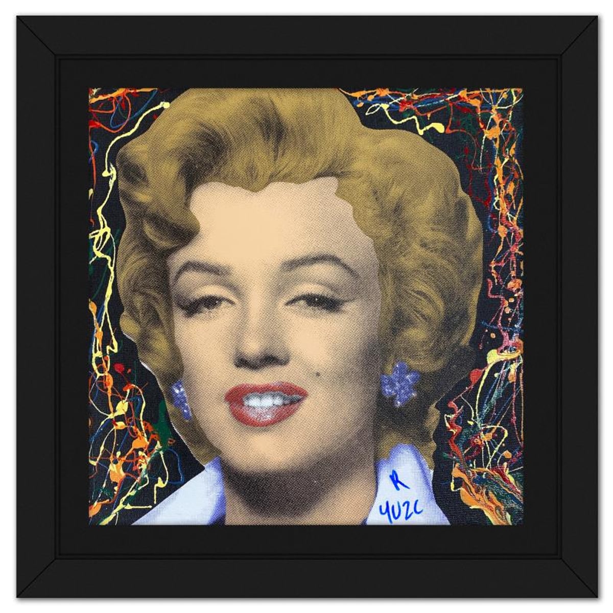 "Ringo" Daniel Funes, "Marilyn Classic" Framed One-of-a-Kind Mixed Media on Canvas, Hand Signed with Letter of Authenticity.
