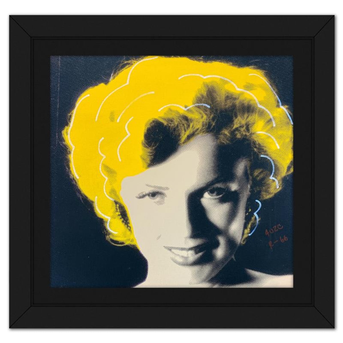 "Ringo" Daniel Funes, "Midnight Marilyn" Framed One-of-a-Kind Mixed Media on Canvas, Hand Signed with Letter of Authenticity.