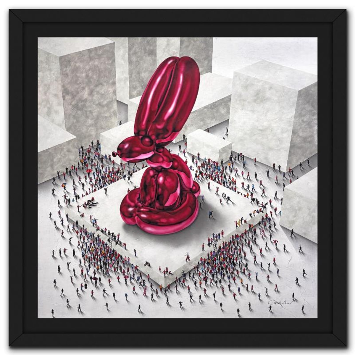 Craig Alan, "Populus: Helium Hare" Framed Limited Edition, Numbered and Hand Signed with Letter of Authenticity.