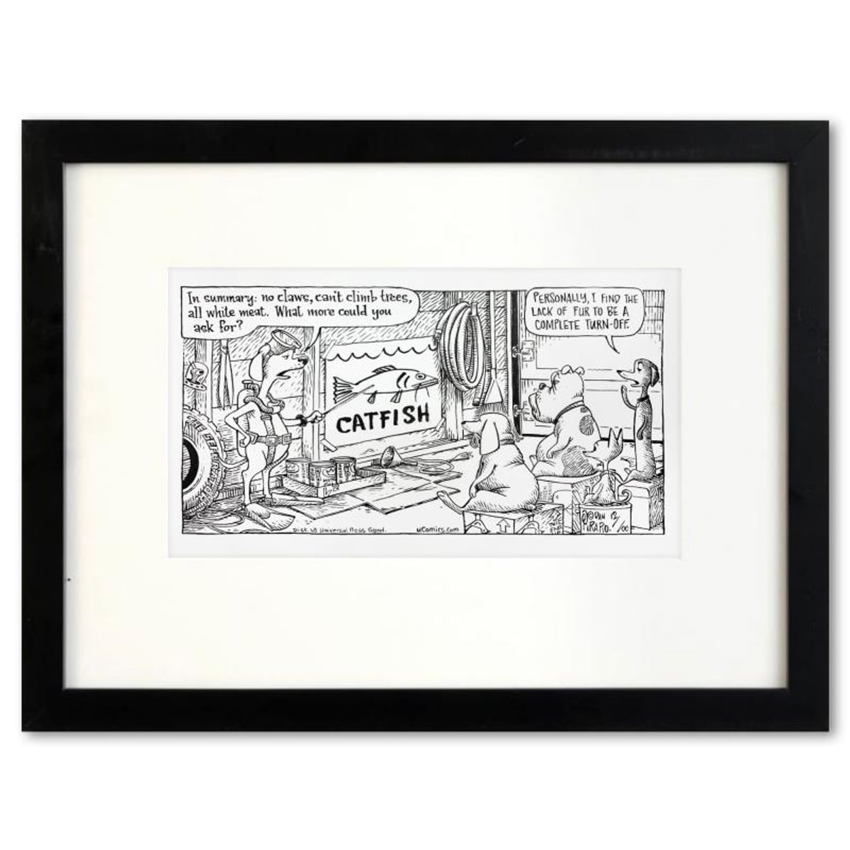 Bizarro, "Catfish" is a Framed Original Pen & Ink Drawing by Dan Piraro, Hand Signed with Letter of Authenticity.