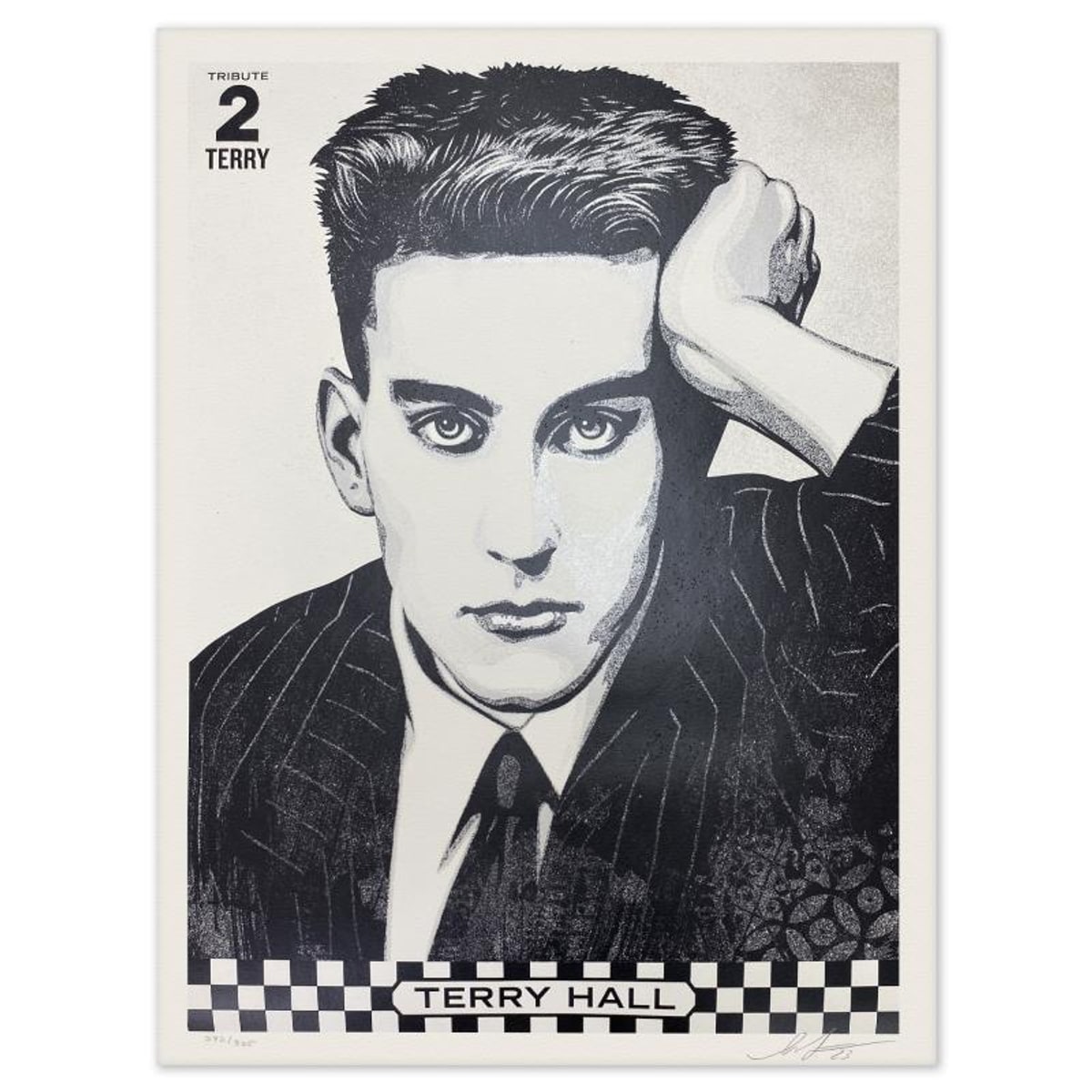 Shepard Fairey, "Terry Hall Tribute" Limited Edition Screen Print, Numbered 272/325 and Hand Signed with Letter of Authenticity.