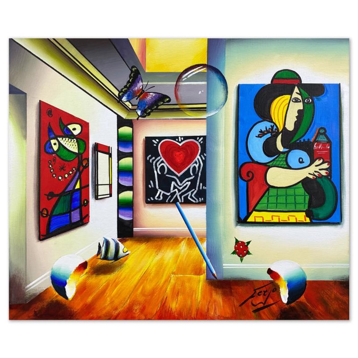 Ferjo, Original Acrylic Painting on Canvas, Hand Signed with Letter of Authenticity.