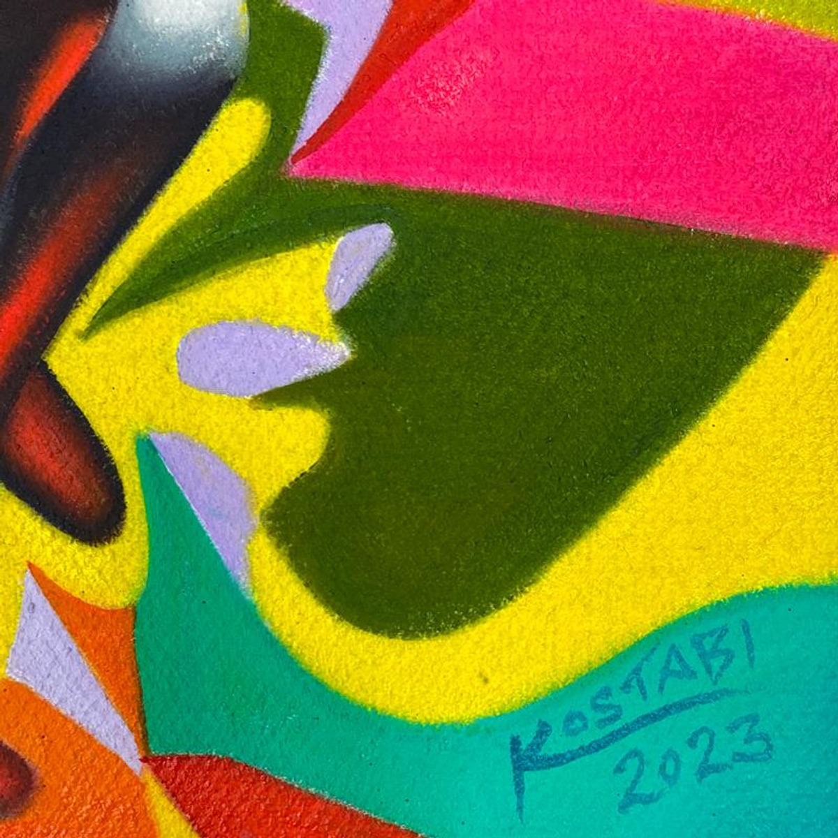 Mark Kostabi, "Pendual of Passion" Framed Original Oil Painting on Canvas, Hand Signed with a Certificate of Authenticity.