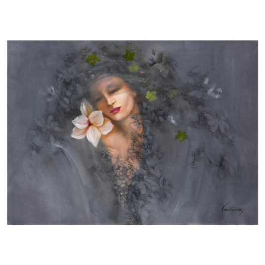 Victoria Montesinos, Original Oil Painting on Canvas (40" x 30"), Hand Signed with Letter of Authenticity.