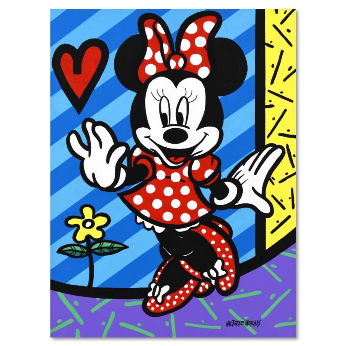 Valter Morais, "Minnie Mouse" Original Acrylic Painting on Canvas, Hand Signed with Letter of Authenticity.