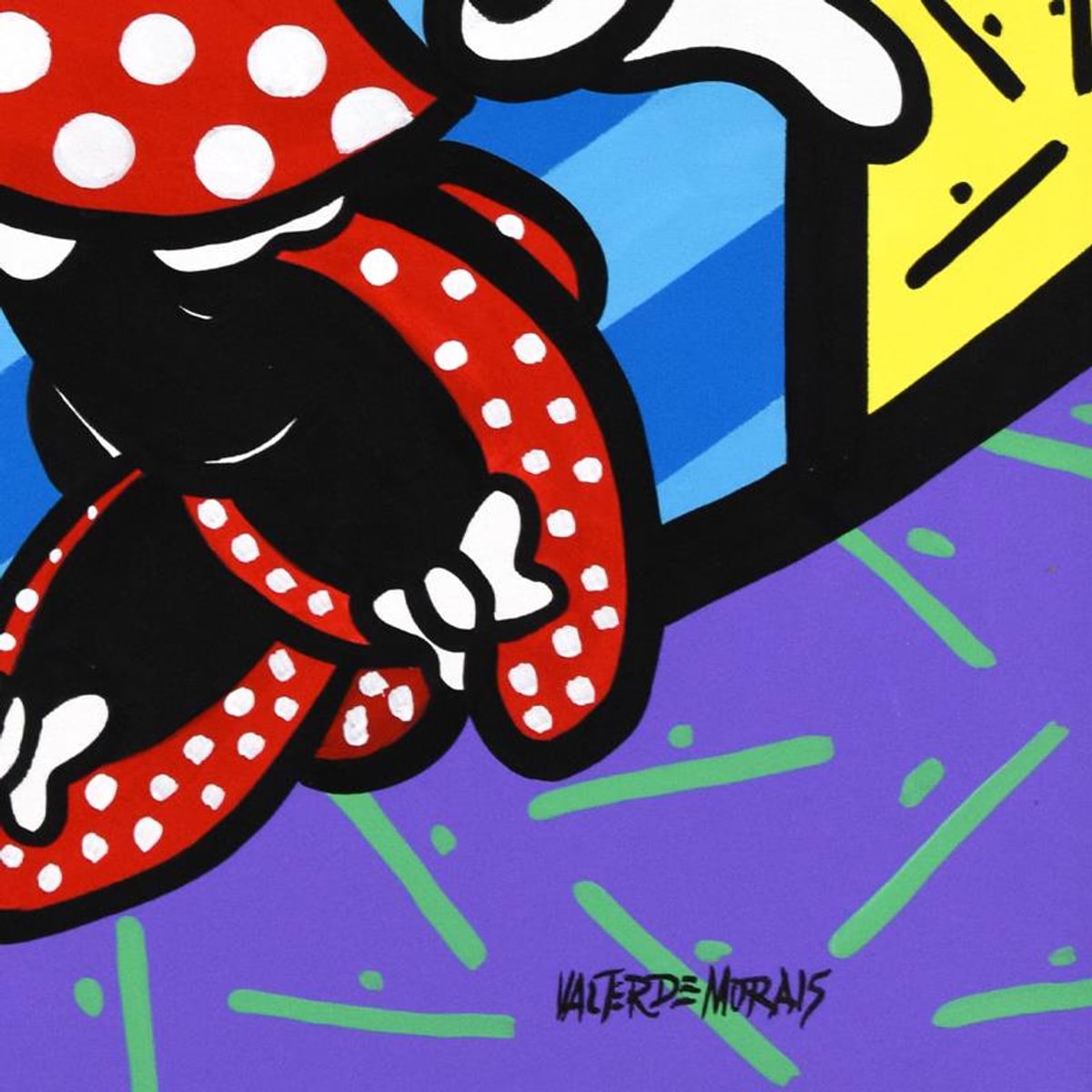 Valter Morais, "Minnie Mouse" Original Acrylic Painting on Canvas, Hand Signed with Letter of Authenticity.