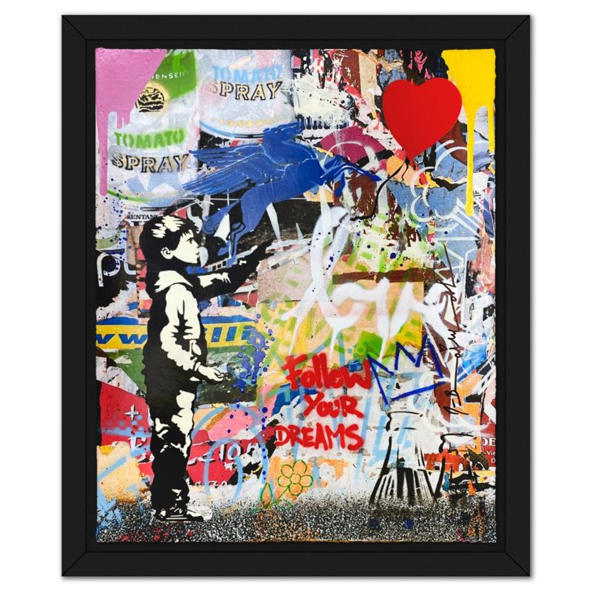 Mr. Brainwash, "Balloon Boy" Framed Mixed Media Original, Hand Signed with Certificate of Authenticity.