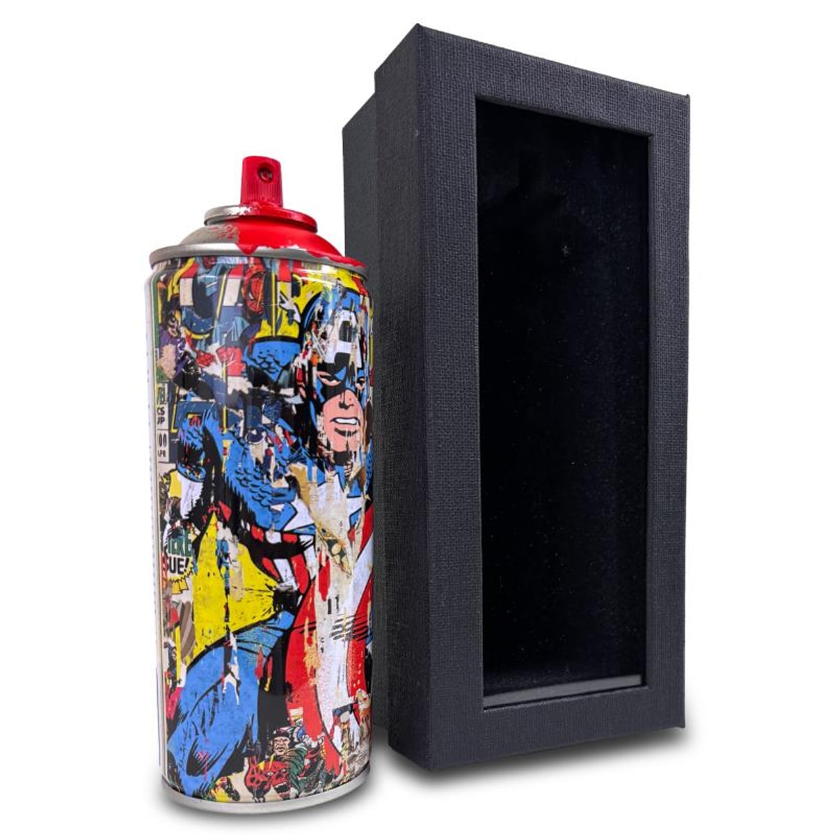 Mr Brainwash, "Captain America - RED" Hand Painted Limited Edition Spray Can, Numbered and Signed with Certificate of Authenticity.