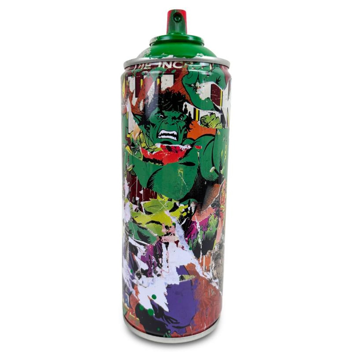 Mr Brainwash, "The Incredible Hulk - GREEN" Hand Painted Limited Edition Spray Can, Numbered and Signed with Certificate of Authenticity.
