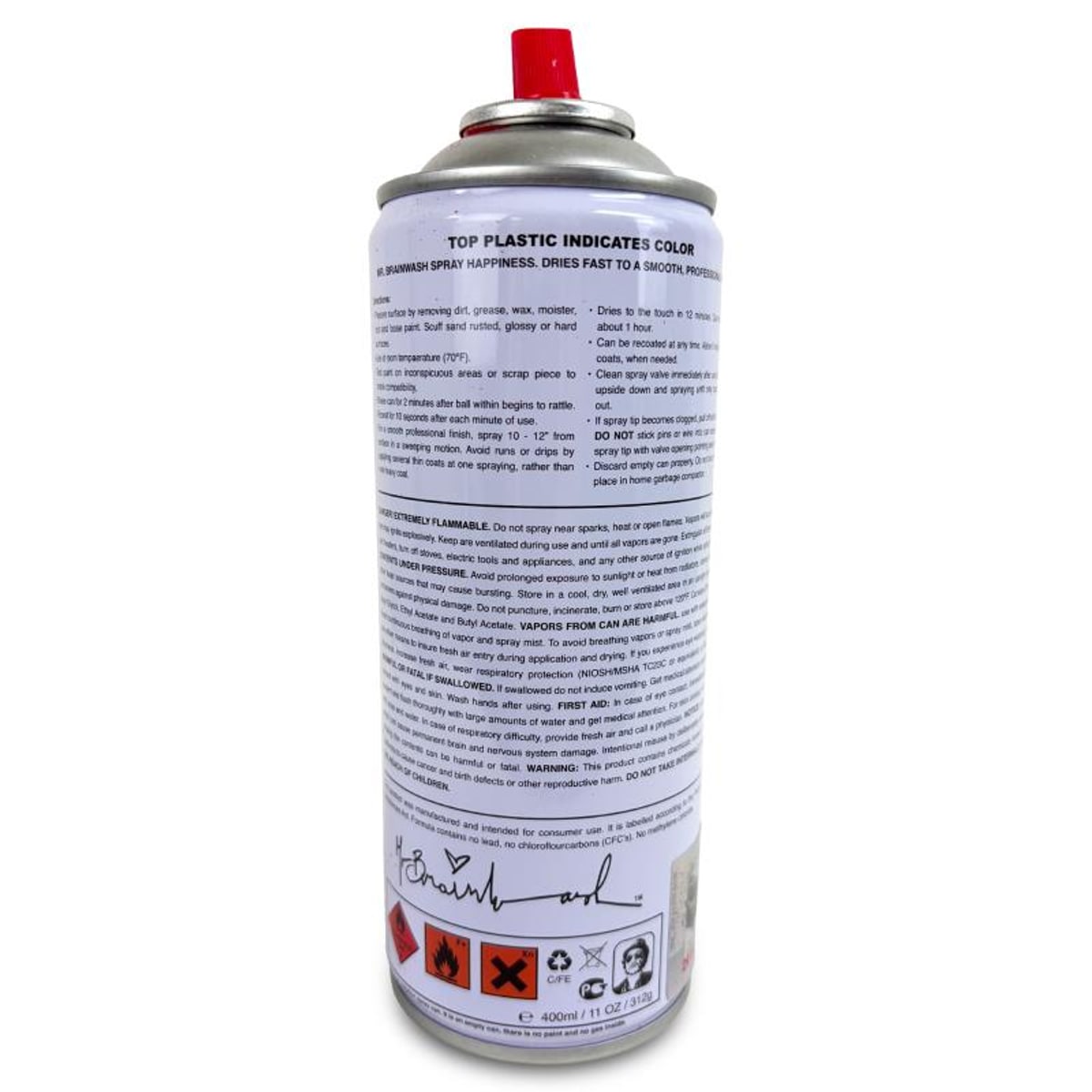 Mr Brainwash, "The Incredible Hulk - RED" Hand Painted Limited Edition Spray Can, Numbered and Signed with Certificate of Authenticity.