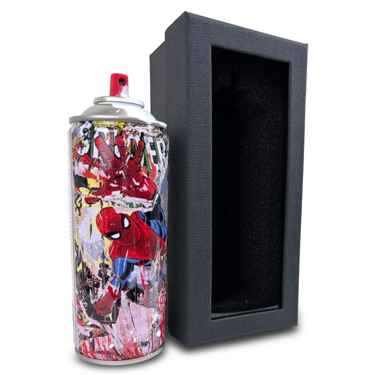Mr Brainwash, "Spider-Man - WHITE" Hand Painted Limited Edition Spray Can, Numbered and Signed with Certificate of Authenticity.