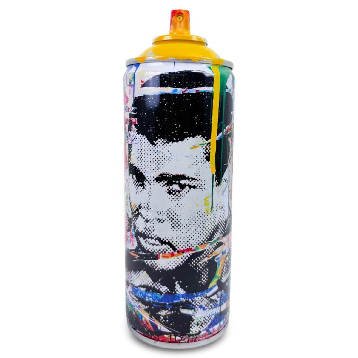 Mr Brainwash, "Champ - YELLOW" Hand Painted Limited Edition Spray Can, Numbered with Certificate of Authenticity.
