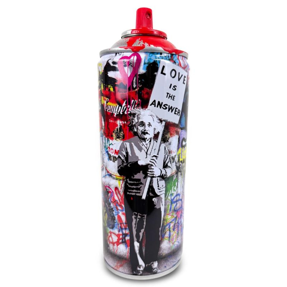 Mr Brainwash, "Love is the Answer - RED" Hand Painted Limited Edition Spray Can, Numbered and Signed with Certificate of Authenticity.