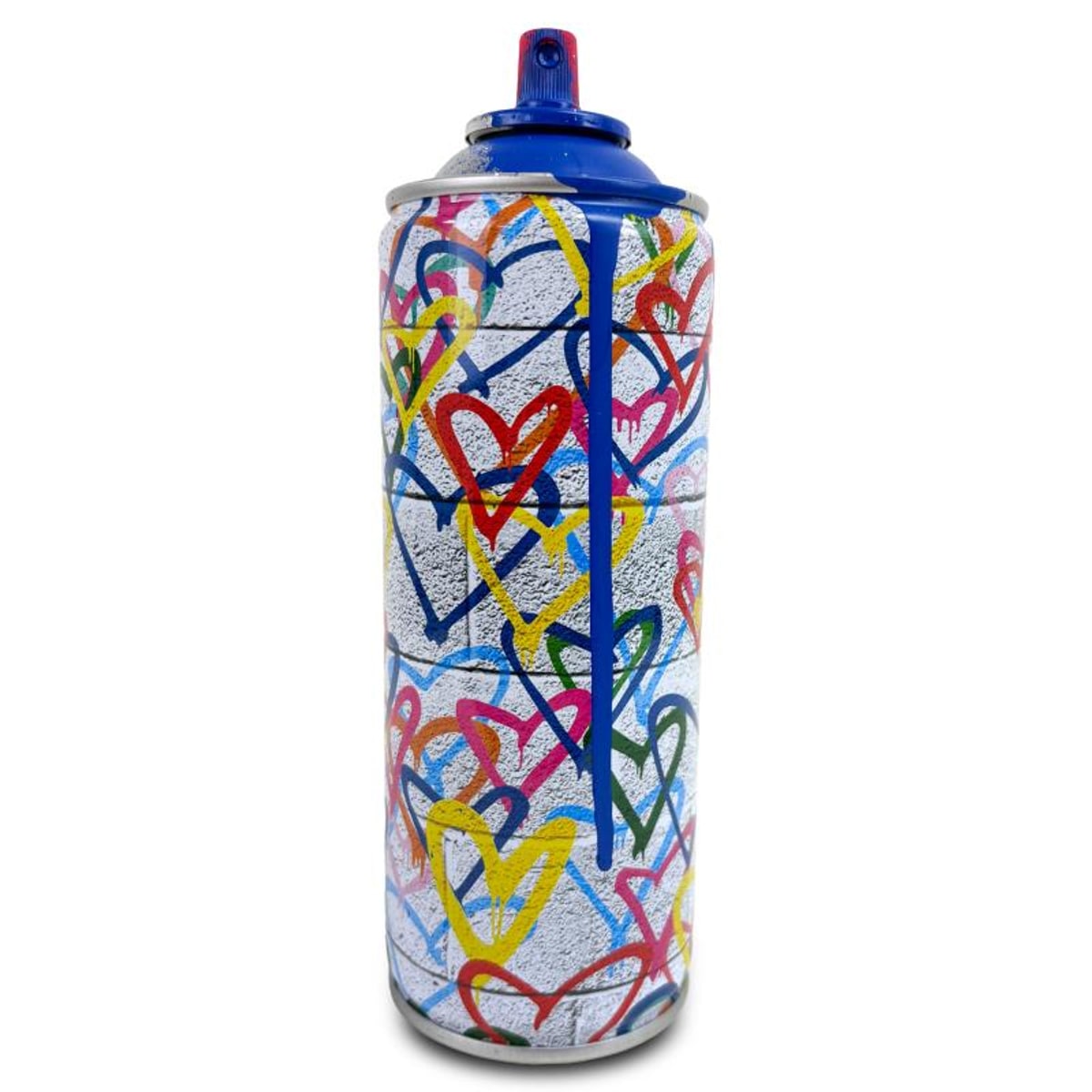 Mr Brainwash, "Hearts Spray - BLUE" Hand Painted Limited Edition Spray Can, Numbered with Certificate of Authenticity.