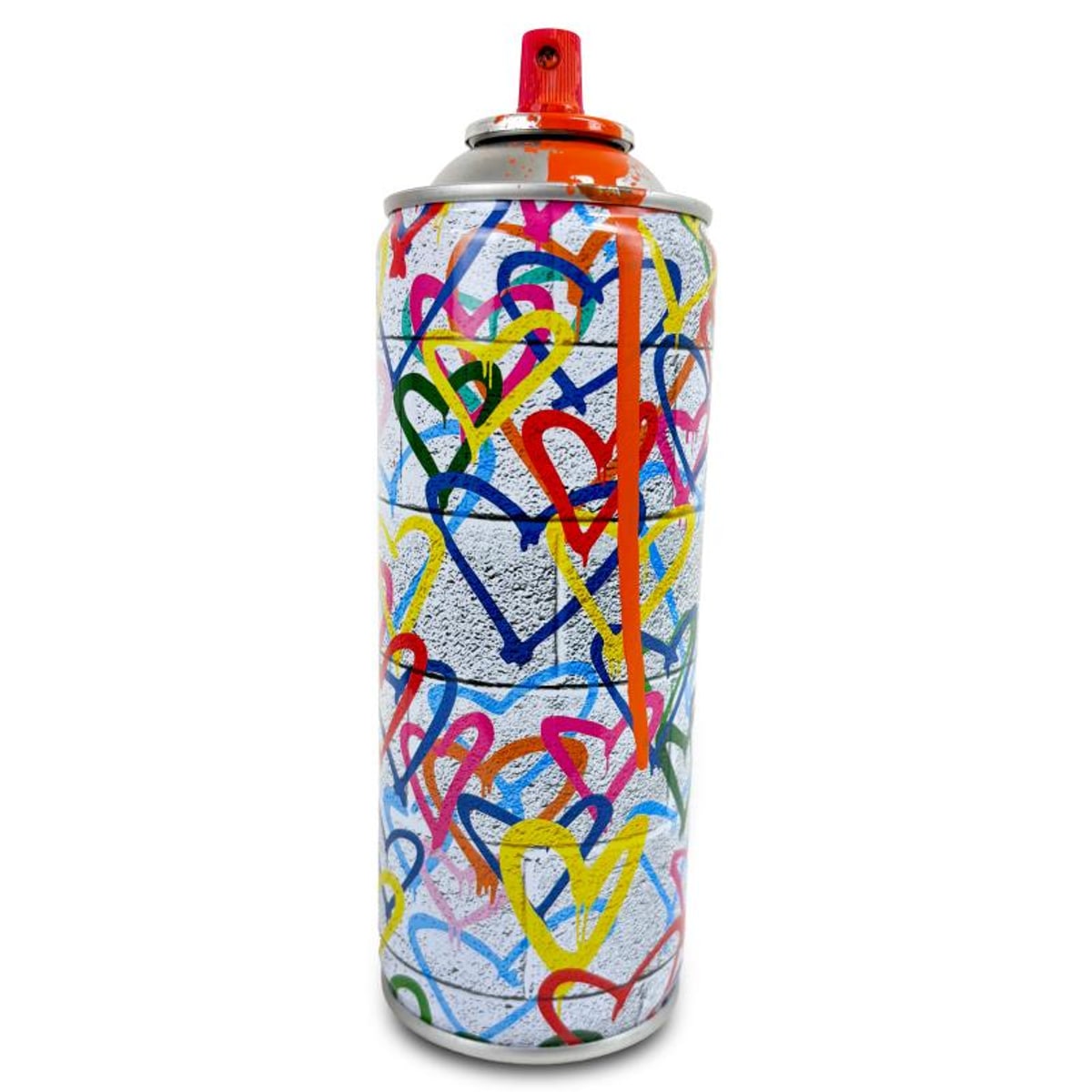 Mr Brainwash, "Hearts Spray - ORANGE" Hand Painted Limited Edition Spray Can, Numbered with Certificate of Authenticity.