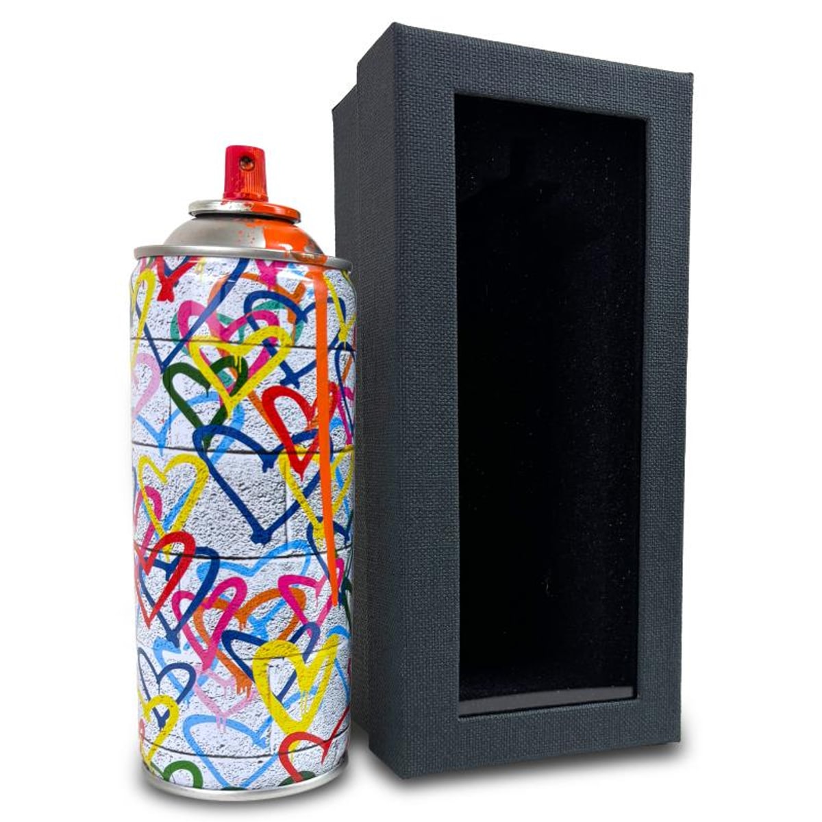 Mr Brainwash, "Hearts Spray - ORANGE" Hand Painted Limited Edition Spray Can, Numbered with Certificate of Authenticity.