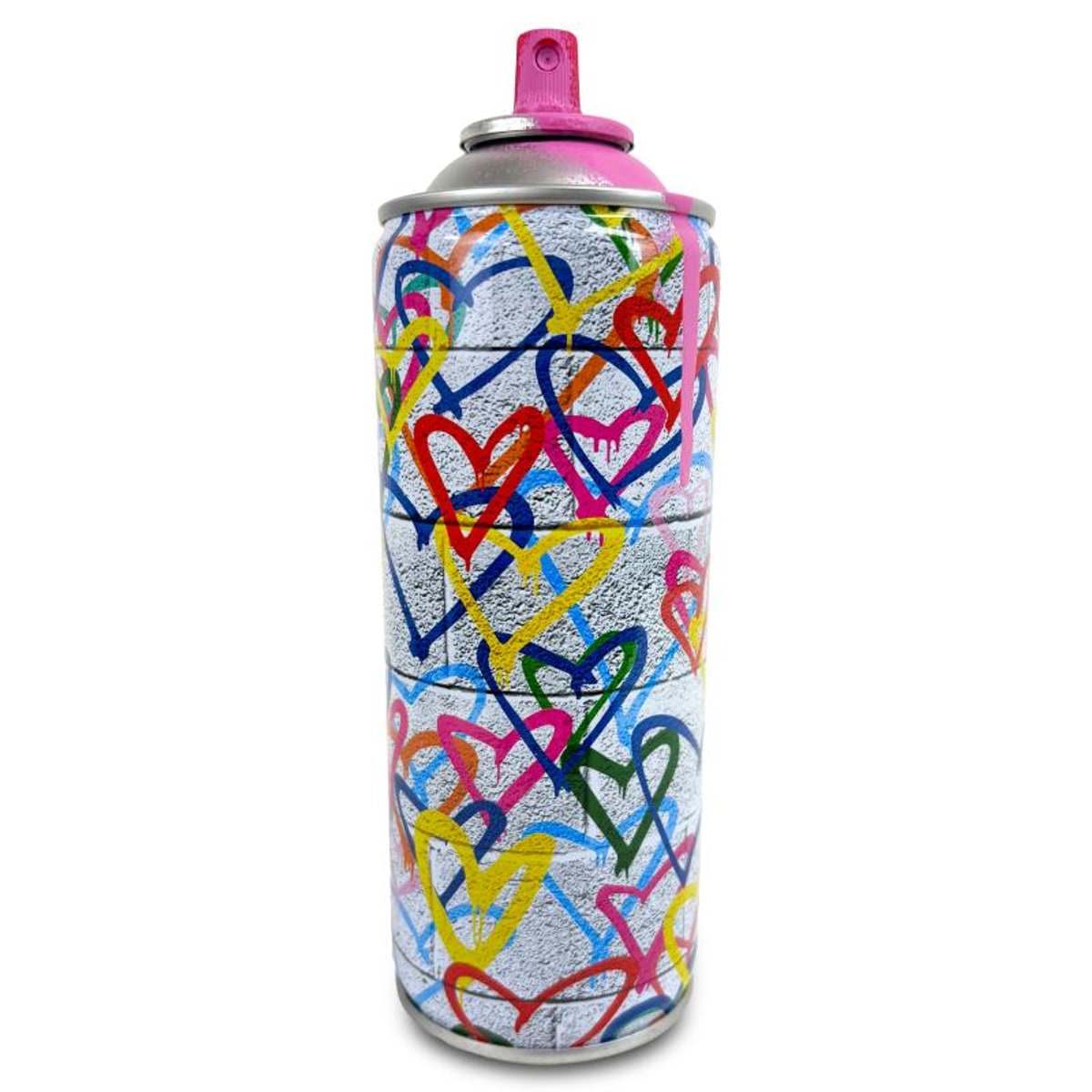 Mr Brainwash, "Hearts Spray - PINK" Hand Painted Limited Edition Spray Can, Numbered with Certificate of Authenticity.