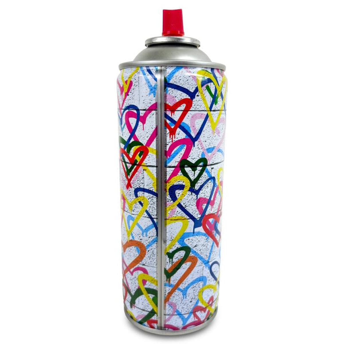 Mr Brainwash, "Hearts Spray - YELLOW" Hand Painted Limited Edition Spray Can, Numbered with Certificate of Authenticity.