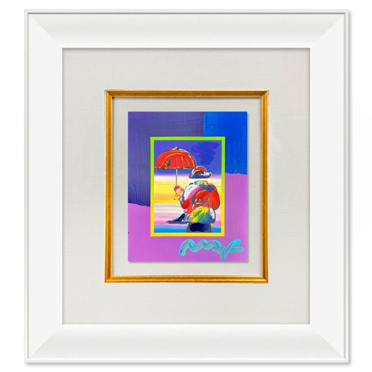 Peter Max (1937-2026), "Umbrella Man on Blends" Framed One-of-a-Kind Acrylic Mixed Media, Hand Signed with Registration Number Certifying Authenticity.