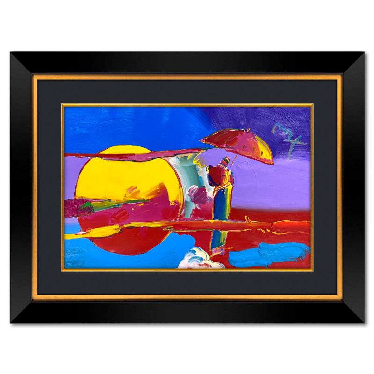 Peter Max (1937-2026), "New Moon 2" Framed One-of-a-Kind Mixed Media, Hand Signed with Registration Number Certifying Authenticity.