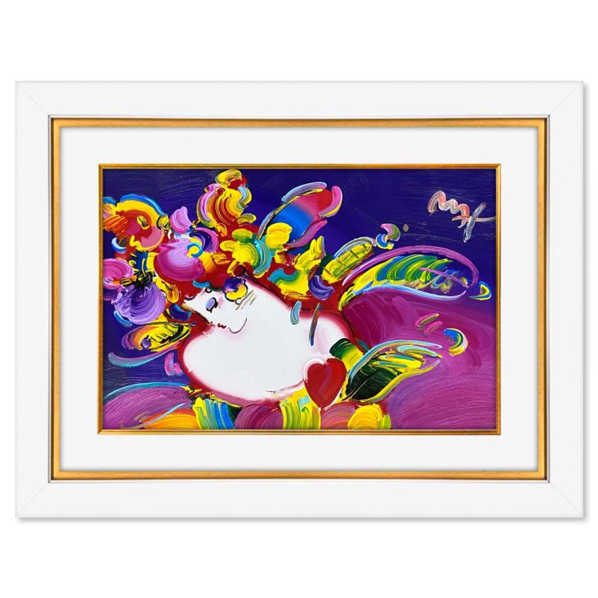Peter Max (1937-2026), "Woman in Love" Framed One-of-a-Kind Mixed Media, Hand Signed with Registration Number Certifying Authenticity.