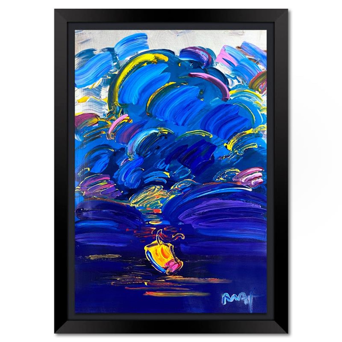 Peter Max (1937-2026), "Summer Storm" Framed One-of-a-Kind Mixed Media, Hand Signed with Registration Number Certifying Authenticity.