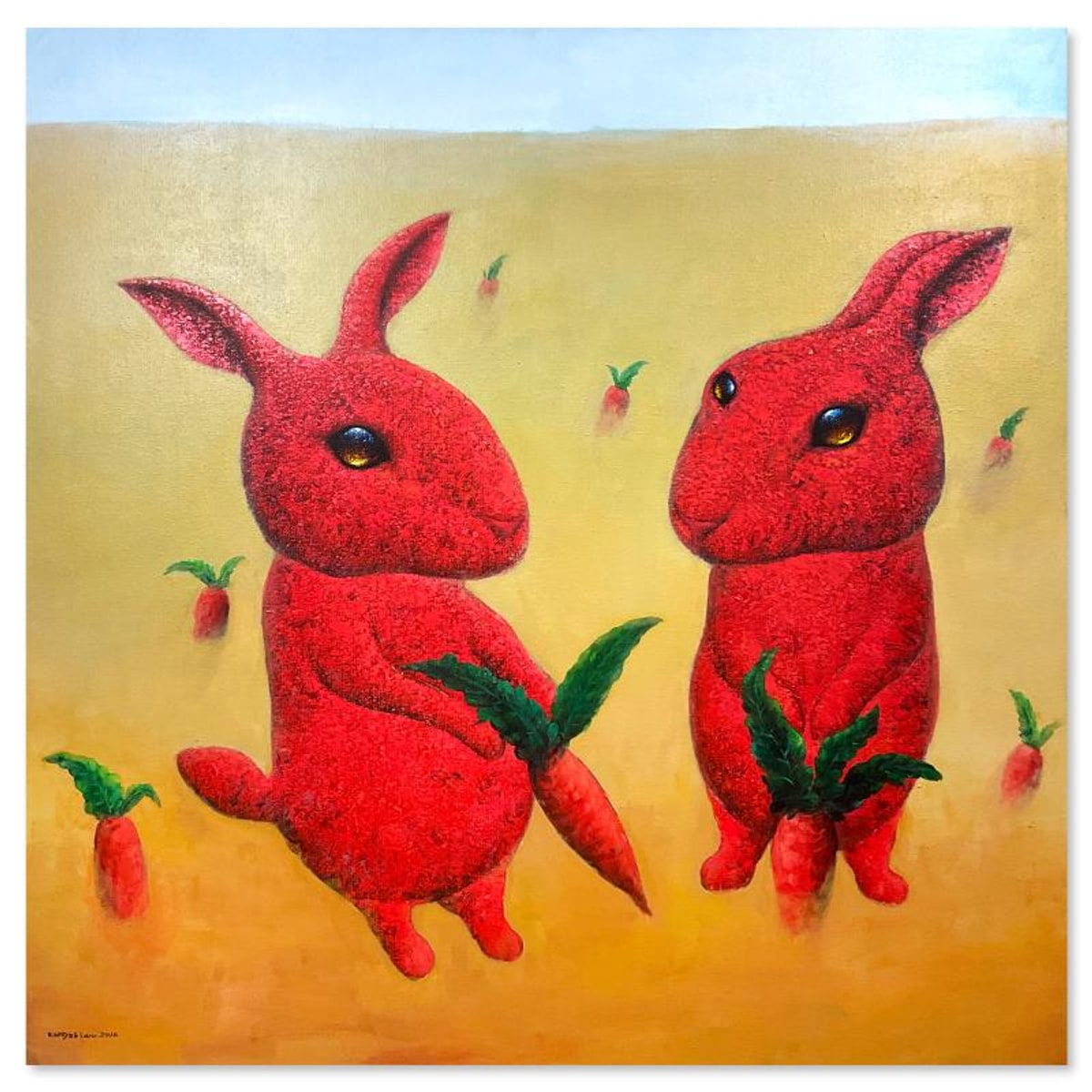Wang, Original Mixed Media Painting on Gallery Wrapped Canvas (55" x 55"), Hand Signed with Letter of Authenticity.