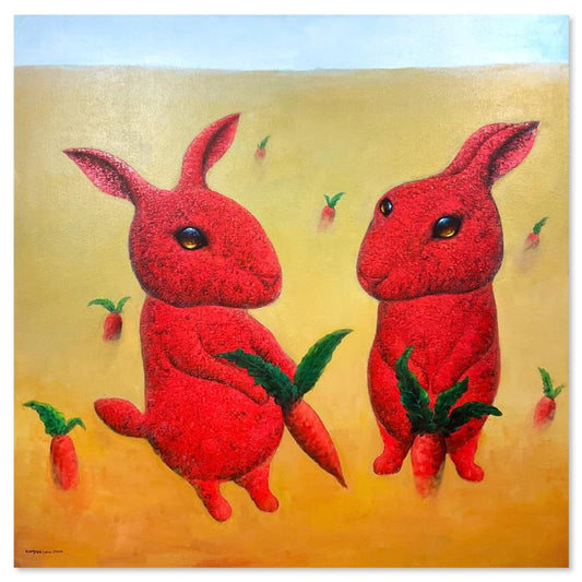 Wang, Original Mixed Media Painting on Gallery Wrapped Canvas (55" x 55"), Hand Signed with Letter of Authenticity.