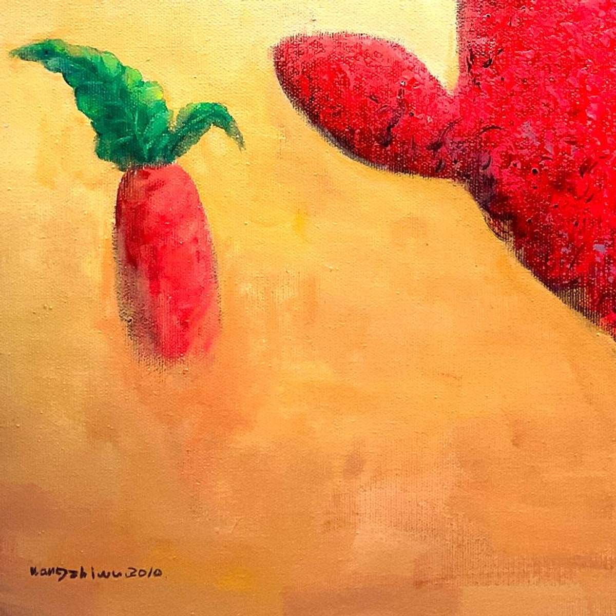 Wang, Original Mixed Media Painting on Gallery Wrapped Canvas (55" x 55"), Hand Signed with Letter of Authenticity.