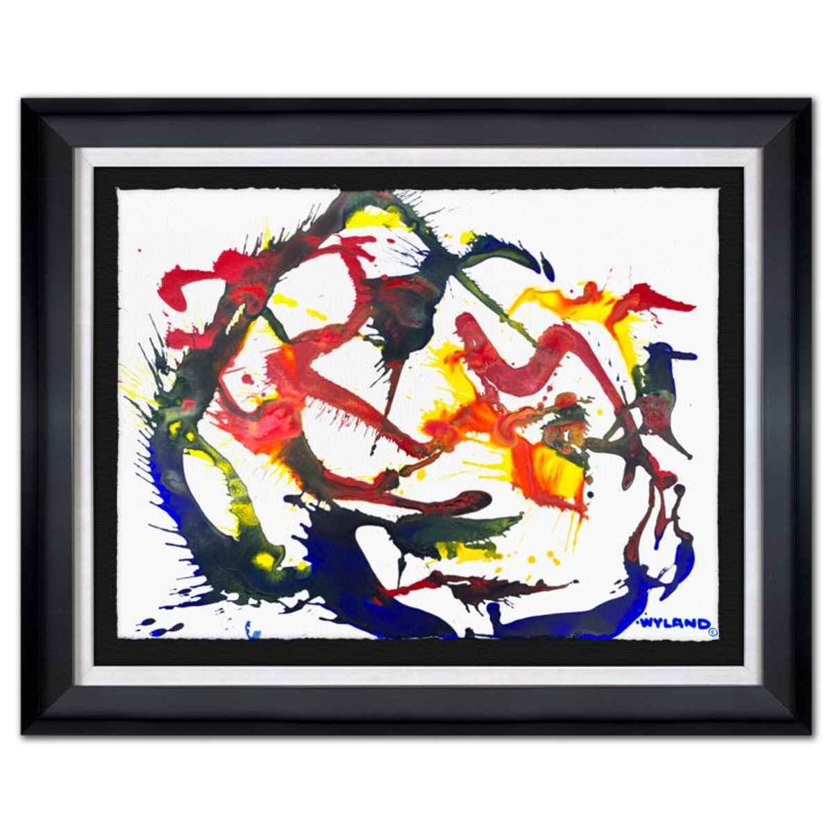 Wyland, "Untitled Abstract" Framed Original Painting on Paper, Hand Signed with Letter of Authenticity.