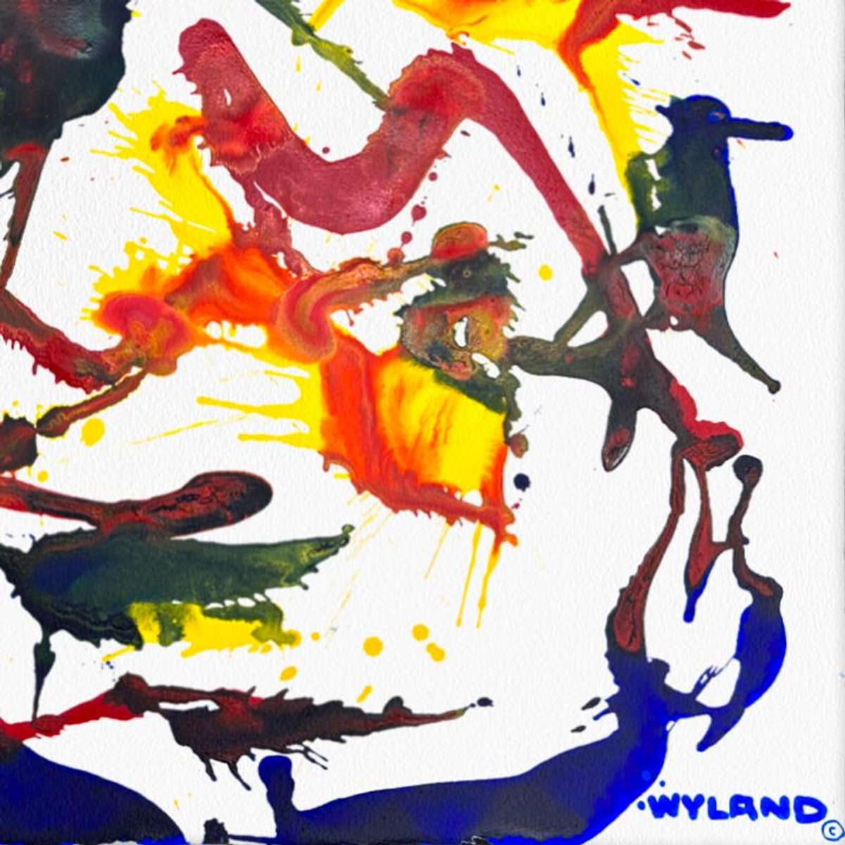 Wyland, "Untitled Abstract" Framed Original Painting on Paper, Hand Signed with Letter of Authenticity.
