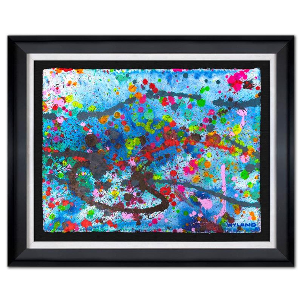 Wyland, "Untitled Abstract" Framed Original Painting on Paper, Hand Signed with Letter of Authenticity.