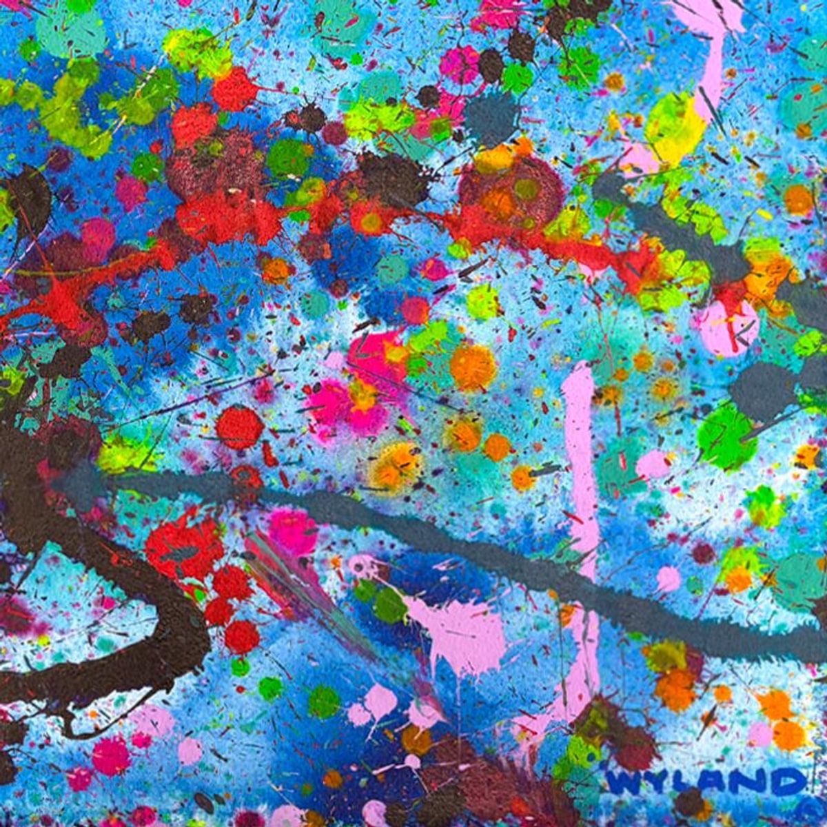 Wyland, "Untitled Abstract" Framed Original Painting on Paper, Hand Signed with Letter of Authenticity.