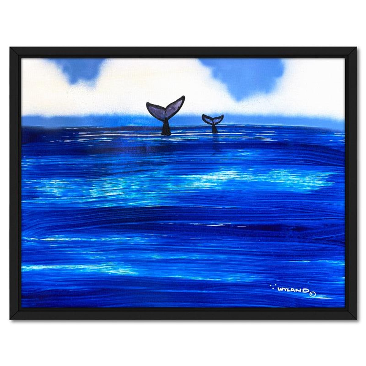 Wyland, "Whale Tails" Framed Original Acrylic Painting on Canvas, Hand Signed with a Letter of Authenticity.