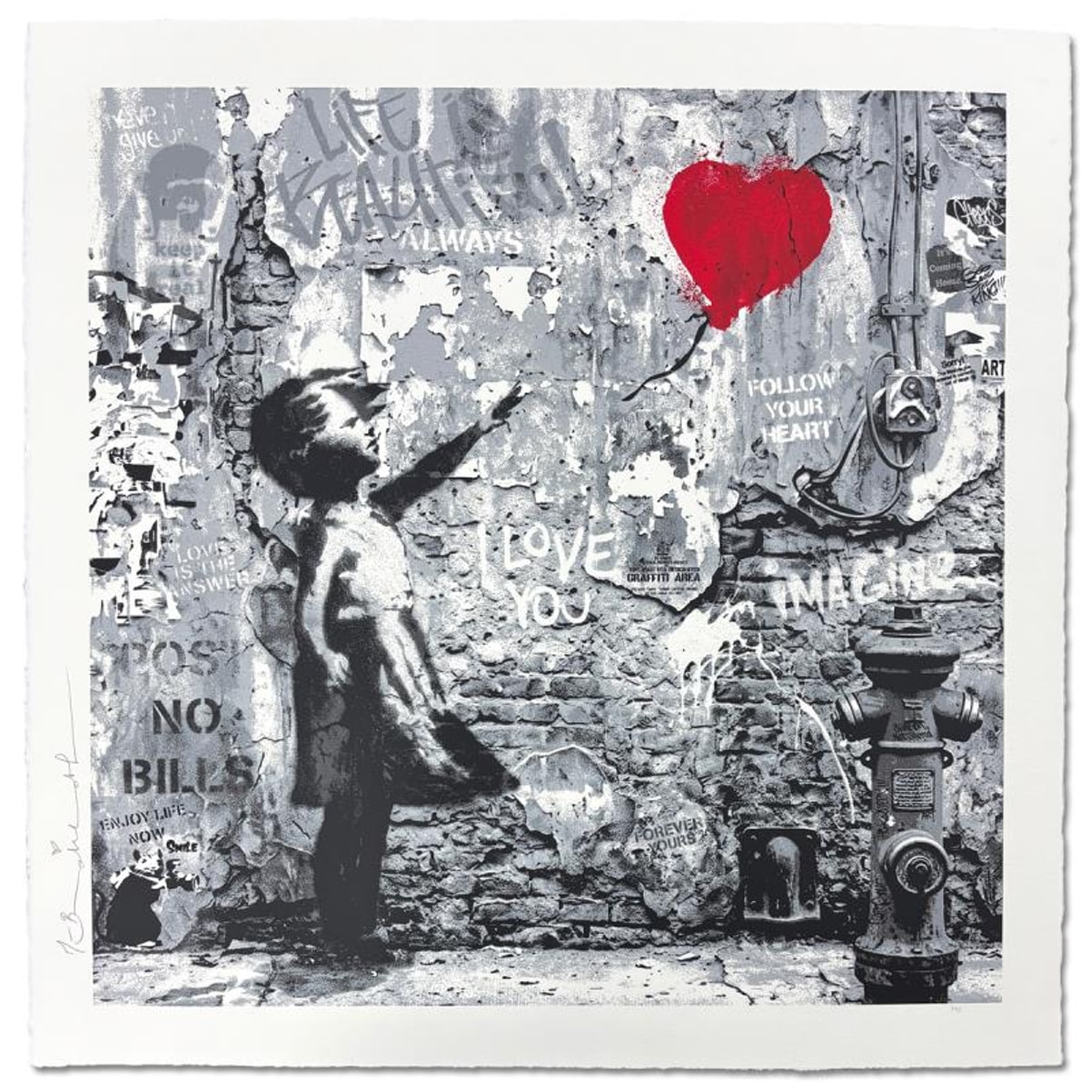 Mr. Brainwash, "Love Forever" Hand Signed Limited Edition Silkscreen, Numbered with Certificate of Authenticity.