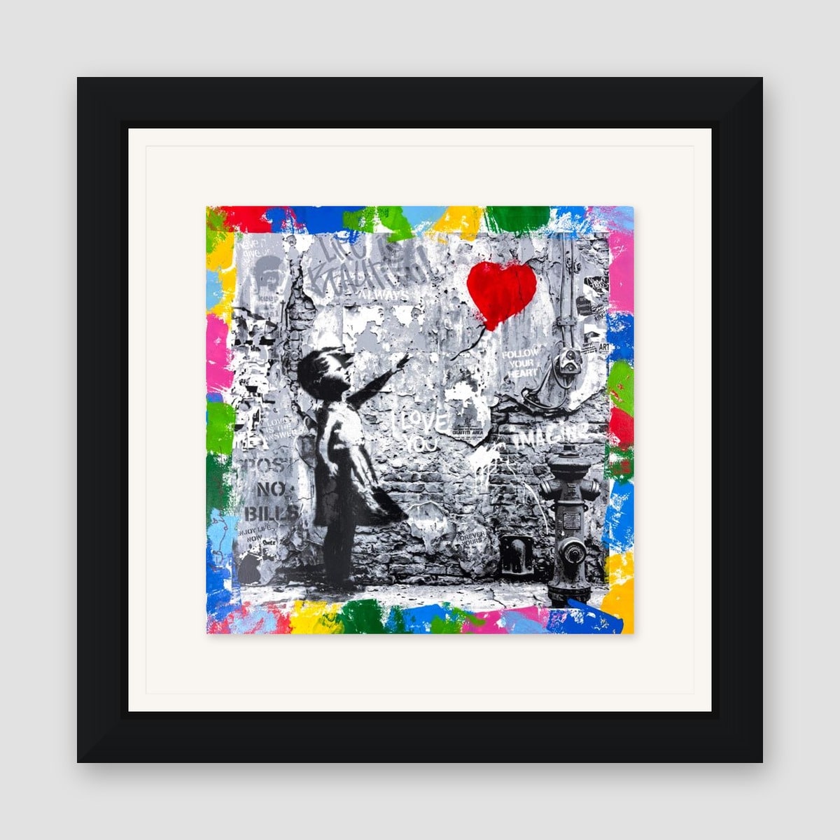 Mr. Brainwash, "Love Forever" Framed Unique (UNQ) Mixed Media, Hand Signed with Certificate of Authenticity.