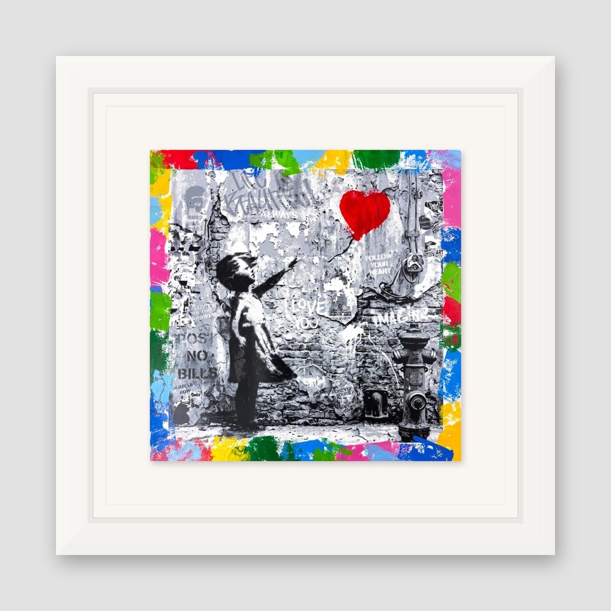 Mr. Brainwash, "Love Forever" Framed Unique (UNQ) Mixed Media, Hand Signed with Certificate of Authenticity.
