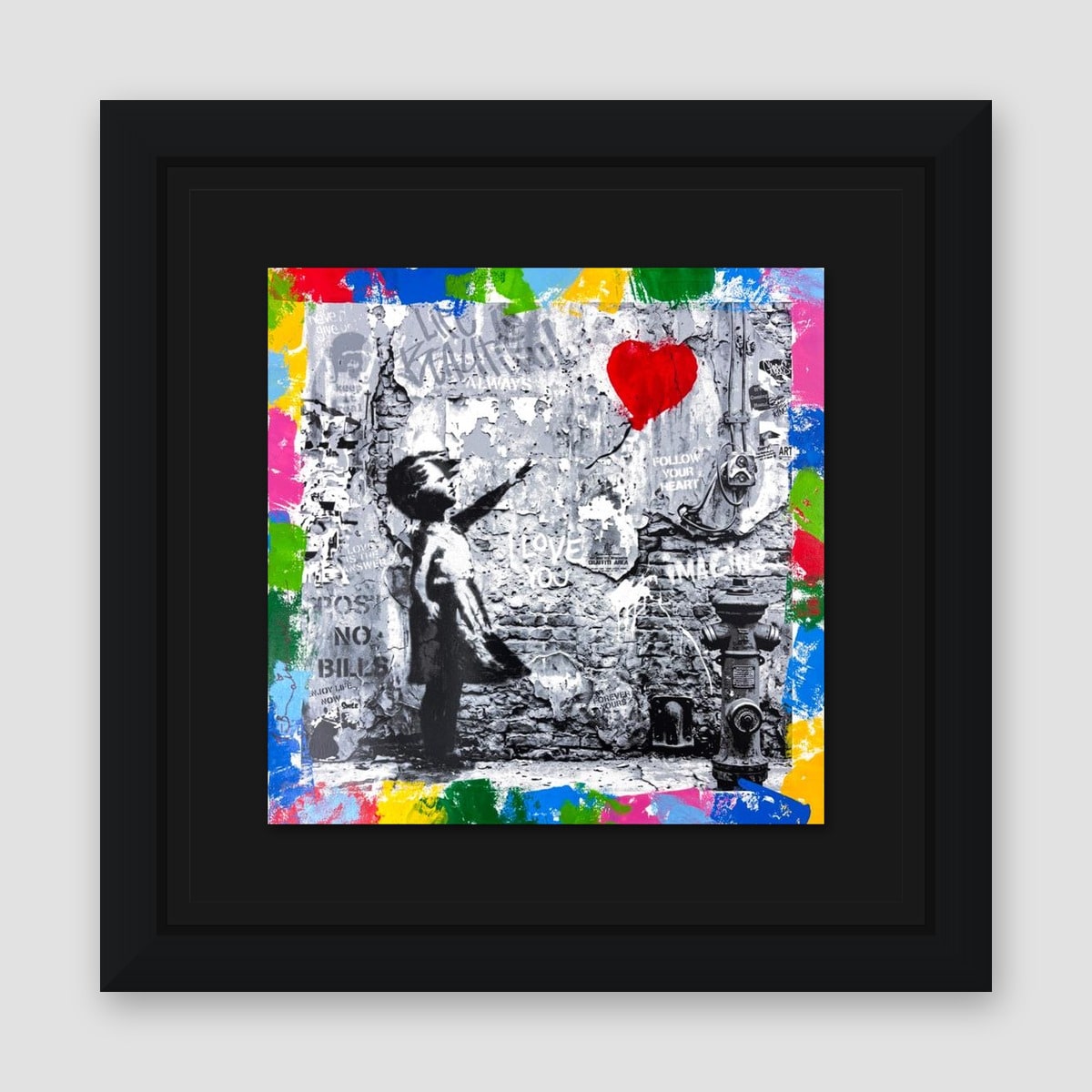 Mr. Brainwash, "Love Forever" Framed Unique (UNQ) Mixed Media, Hand Signed with Certificate of Authenticity.