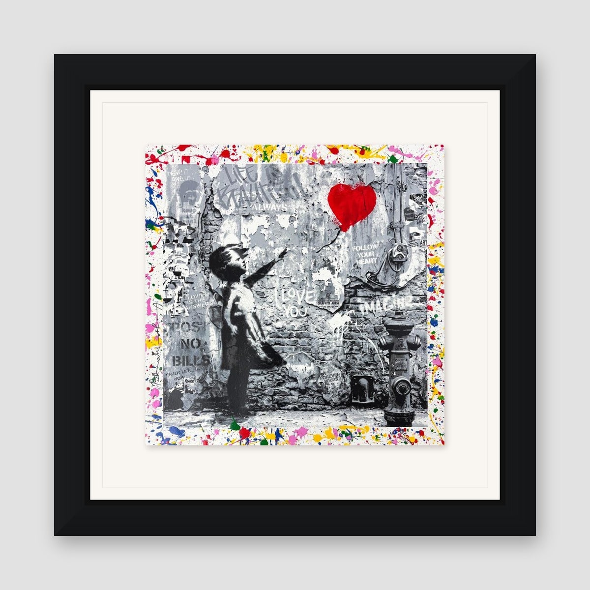 Mr. Brainwash, "Love Forever" Framed Unique (UNQ) Mixed Media, Hand Signed with Certificate of Authenticity.