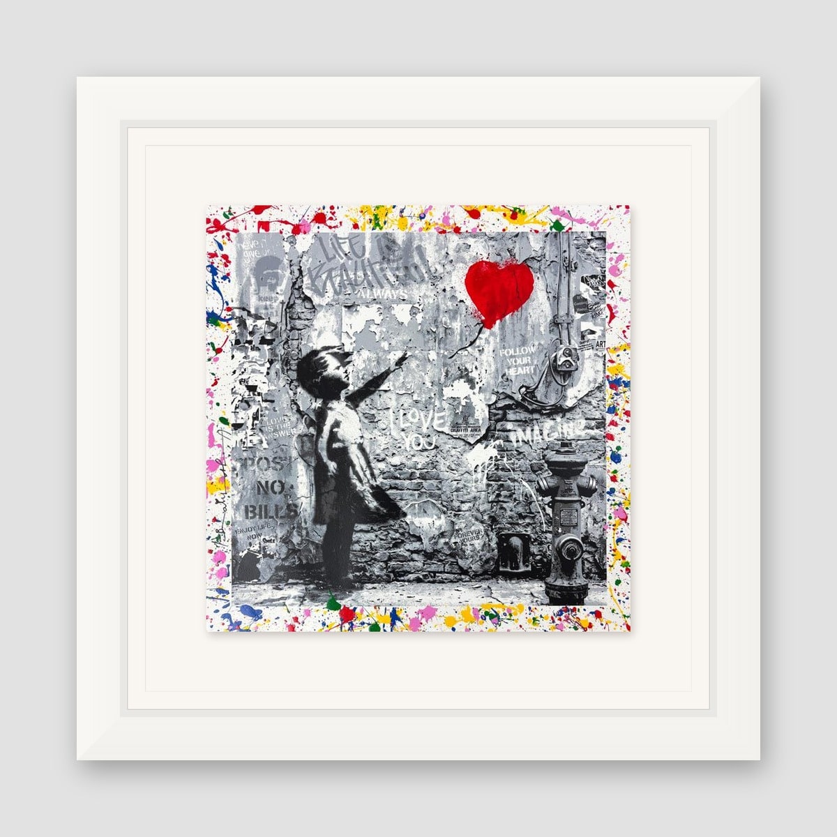 Mr. Brainwash, "Love Forever" Framed Unique (UNQ) Mixed Media, Hand Signed with Certificate of Authenticity.